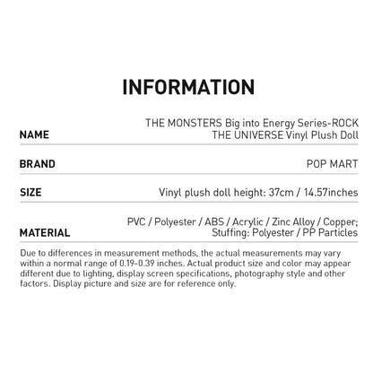[100% Authentic] The Monsters Big into Energy Series - ROCK THE UNIVERSE Vinyl Plush Doll